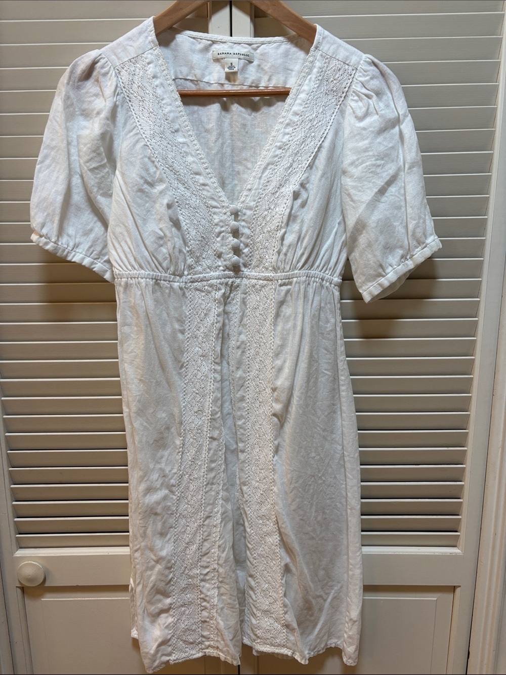 Banana Republic White Lace-Trim Mini Dress